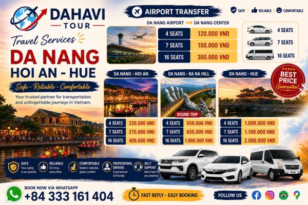 Da Nang Airport Transfer | Private Car to Hoi An, Ba Na Hills & Hue | Dahavi Tour